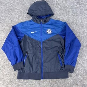 Chelsea FC Jacket Kids Medium Nike Hooded Windbreaker Premier League Soccer